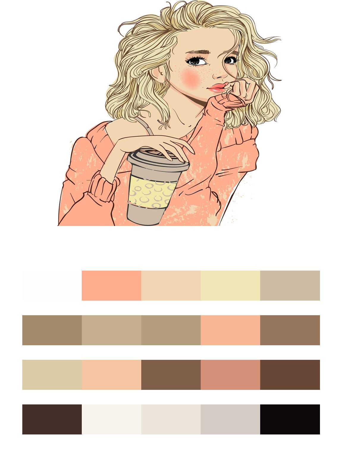 Девочка с кофе цвета